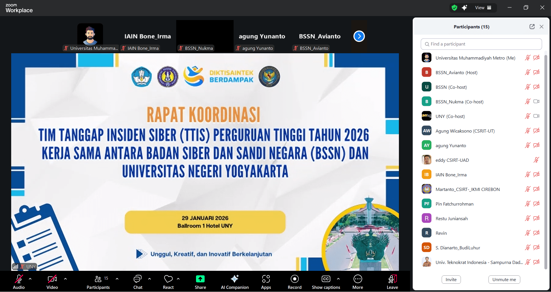 UM Metro Ikuti Rapat Koordinasi Peningkatan Kapabilitas CSIRT Perguruan Tinggi